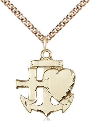 14kt Gold Filled Faith, Hope & Charity Medal Religious Jewelry