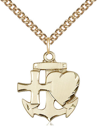14kt Gold Filled Faith, Hope & Charity Medal Religious Jewelry