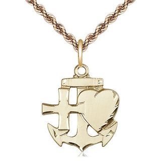 14kt Gold Faith, Hope & Charity Medal