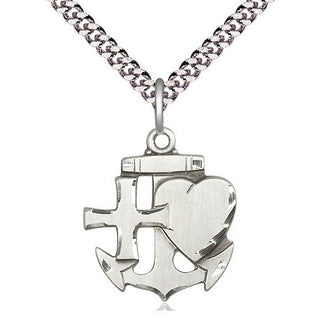 Pewter Faith, Hope & Charity Medal Religious Jewelry