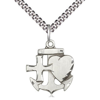 Pewter Faith, Hope & Charity Medal Religious Jewelry