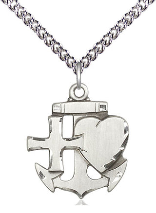 Sterling Silver Faith, Hope & Charity Medal Religious Jewelry