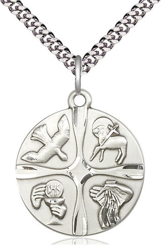 Pewter Christian Life Medal Catholic Jewelry