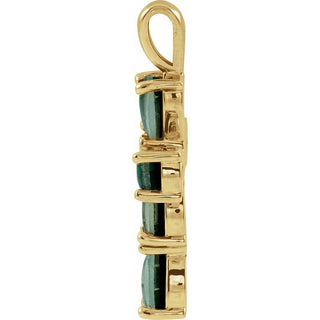 14K Yellow Lab-Grown Mosaic Opal Cabochon Cross Pendant