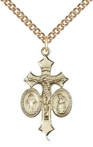 14kt Gold Jesus, Mary, Our Lady of La Salette Medal