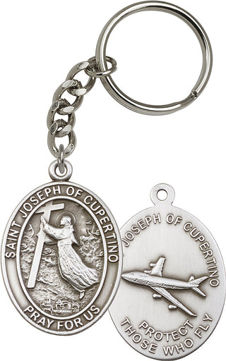 Silver Oxide Saint Joseph of Cupertino Keychain