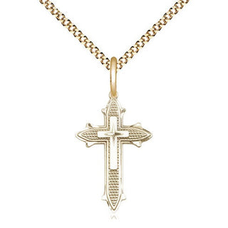14kt Gold Filled Cross on Cross Medal Religious Jewelry Engraved Catholic Saint Jewelry