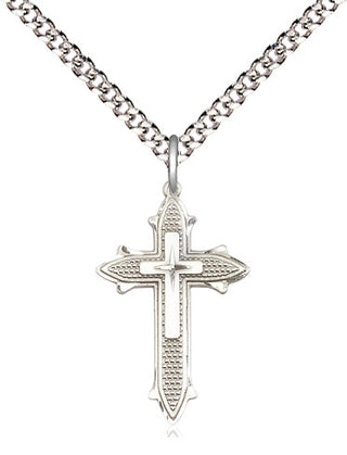 Sterling Silver Cross on Cross Medal Religious Jewelry Engraved Catholic Saint Jewelry