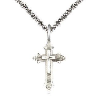Sterling Silver Cross on Cross Medal Religious Jewelry Engraved Catholic Saint Jewelry