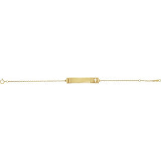 14K Yellow Engravable Pierced Cross Bar 6 1/2-7 1/2" Bracelet   