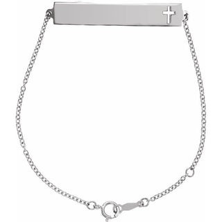 Sterling Silver Engravable Pierced Cross Bar 6 1/2-7 1/2" Bracelet