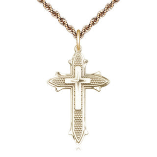 14kt Gold Filled Cross on Cross Medal Catholic Jewelry Engraved Catholic Saint Jewelry