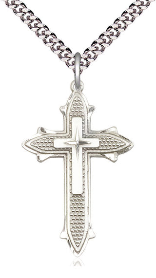 Sterling Silver Cross on Cross Medal Catholic Jewelry Engraved Catholic Saint Jewelry