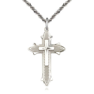 Sterling Silver Cross on Cross Medal Catholic Jewelry Engraved Catholic Saint Jewelry
