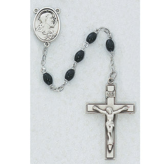 4X6MM Black Glass Rosary
