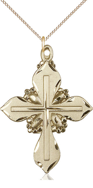 14kt Gold Cross Medal Engraved Catholic Saint Jewelry