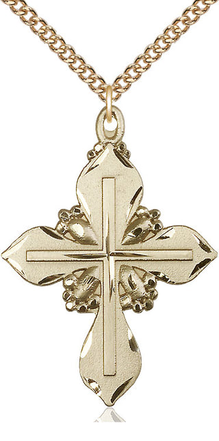14kt Gold Cross Medal Engraved Catholic Saint Jewelry