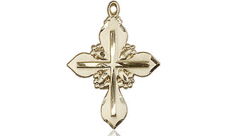 14kt Gold Cross Medal Engraved Catholic Saint Jewelry