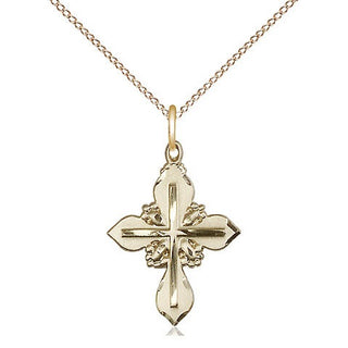 14kt Gold Cross Medal Engraved Catholic Saint Jewelry