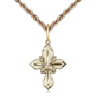 14kt Gold Cross Medal Engraved Catholic Saint Jewelry