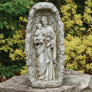 18.75-Inch Led Solar St Joseph Grotto Garden Statue
