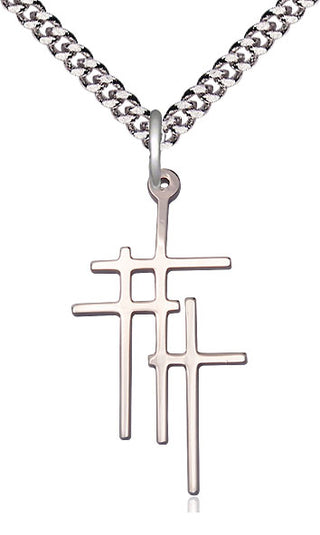 Sterling Silver Triple Cross Medal Catholic Jewelry