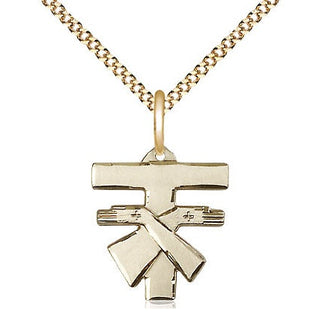 14kt Gold Filled Franciscan Cross Medal Religious Jewelry Engraved Catholic Saint Jewelry