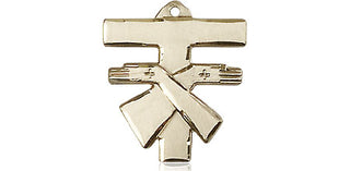 14kt Gold Franciscan Cross Medal Engraved Catholic Saint Jewelry
