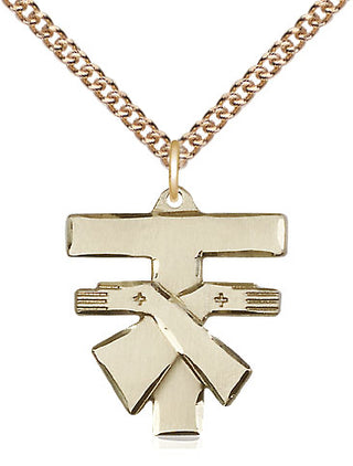 14kt Gold Filled Franciscan Cross Medal Religious Jewelry Engraved Catholic Saint Jewelry