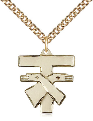 14kt Gold Filled Franciscan Cross Medal Religious Jewelry Engraved Catholic Saint Jewelry