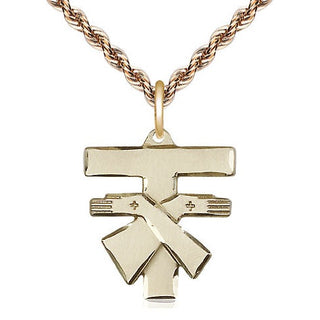 14kt Gold Filled Franciscan Cross Medal Religious Jewelry Engraved Catholic Saint Jewelry