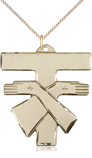 14kt Gold Filled Franciscan Cross Medal Catholic Jewelry Engraved Catholic Saint Jewelry
