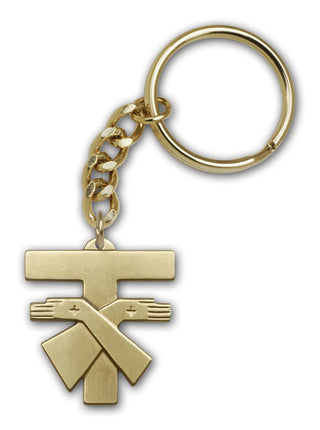 Antique Gold Franciscan Cross Keychain