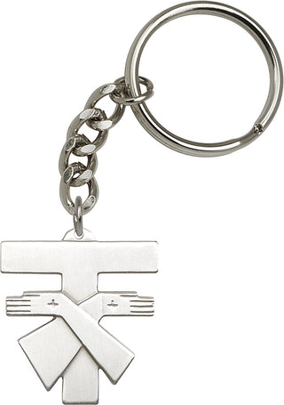 Silver Oxide Franciscan Cross Keychain