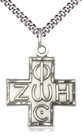 Sterling Silver Light & Life Cross Medal Catholic Jewelry