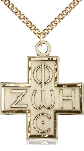 14kt Gold Filled Light & Life Cross Medal Catholic Jewelry