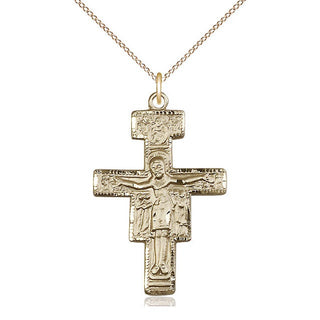 14kt Gold Filled San Damiano Crucifix Medal Religious Jewelry