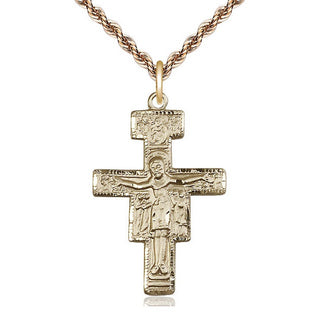 14kt Gold Filled San Damiano Crucifix Medal Religious Jewelry