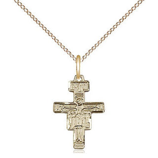 14kt Gold Filled San Damiano Crucifix Medal Religious and Catholic Jewelry