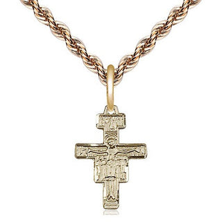 14kt Gold Filled San Damiano Crucifix Medal Religious and Catholic Jewelry