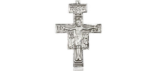 Sterling Silver San Damiano Crucifix Medal Religious and Catholic Jewelry