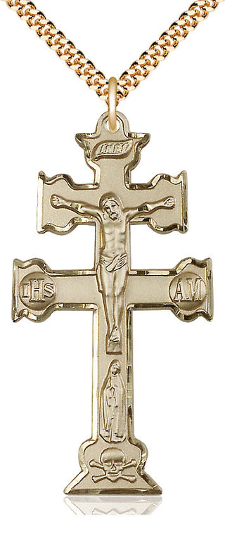 14kt Gold Filled Caravaca Crucifix Medal Catholic Jewelry