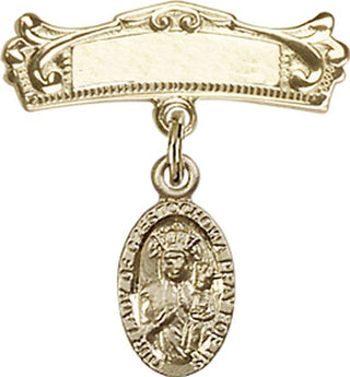 14kt Gold Badge Pin O/L of Czestochowa Baby Badge