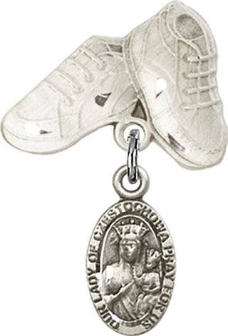Sterling Silver Baby Boots O/L of Czestochowa Baby Badge