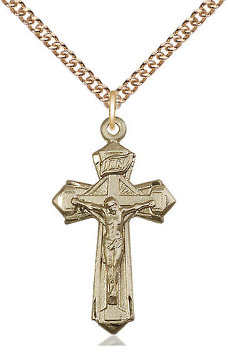 14kt Gold Crucifix Medal