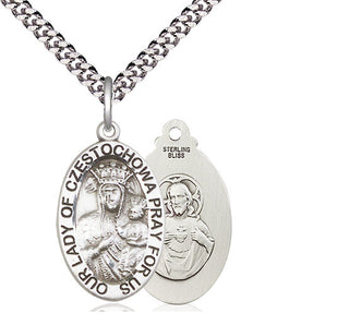Sterling Silver Our Lady of Czestochowa Medal Catholic Jewelry