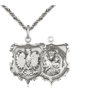 Sterling Silver Our Lady of Czestochowa Medal Catholic Jewelry