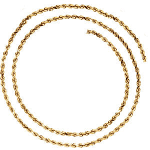 18-inch Diamond Cut Rope Chain with Lobster Clasp - 14K Yellow Gold