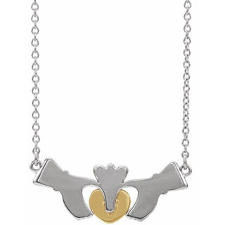 14K White/Yellow Claddagh 16" Necklace