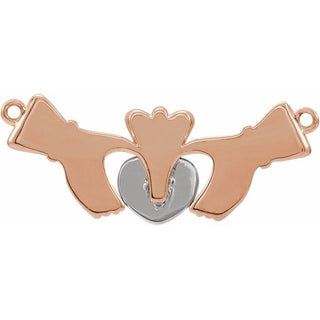 14K Rose/White Claddagh Necklace Center